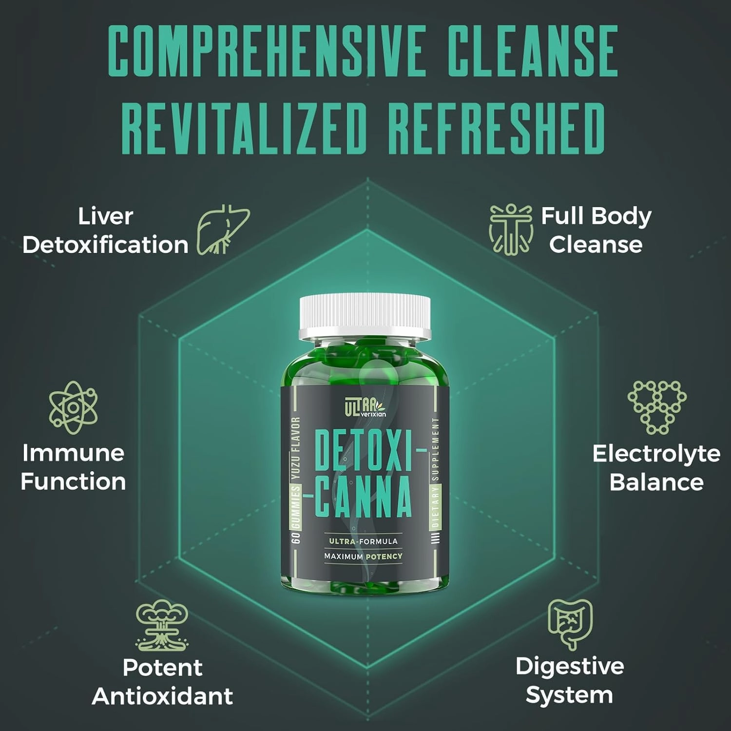 Detox Cleanse Gummies - Liver, Gut, Kidney Cleanse Detox & Repair, Rapid & Effective Full Body Cleanse Best for Women and Men with Milk Thistle - Natural Plant-Based Detox Supplement, 60 Gummies