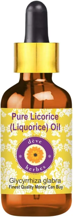Deve Herbes Liquorice Oil (Glycyrrhiza glabra) with Glass Dropper | Infused | Pure | Non-Sticky | Lightweight | For Facial Care | Men & Women | 100ml (3.38 oz)