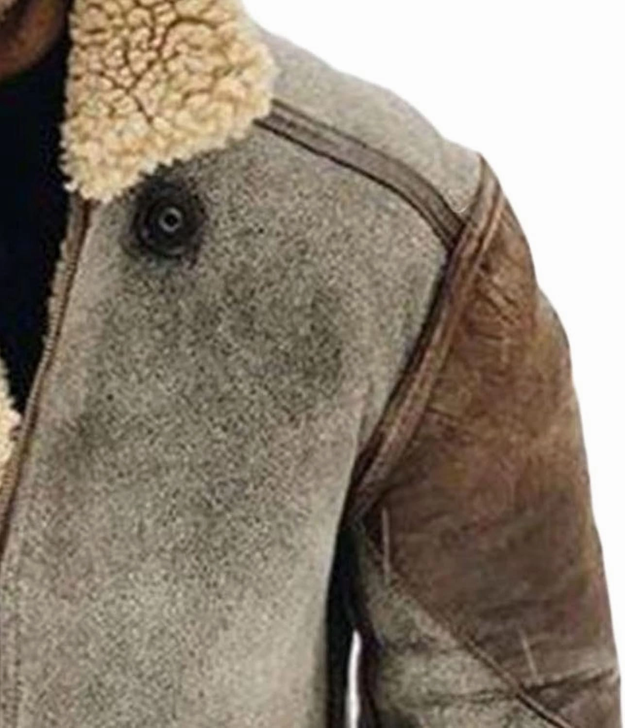 DGHM-JLMY Men's Lapel Plus Velvet Jacket Fur Leather Bomber Jacket Fur Collar Aviator Zipper Faux Lamb Casual Cardigan