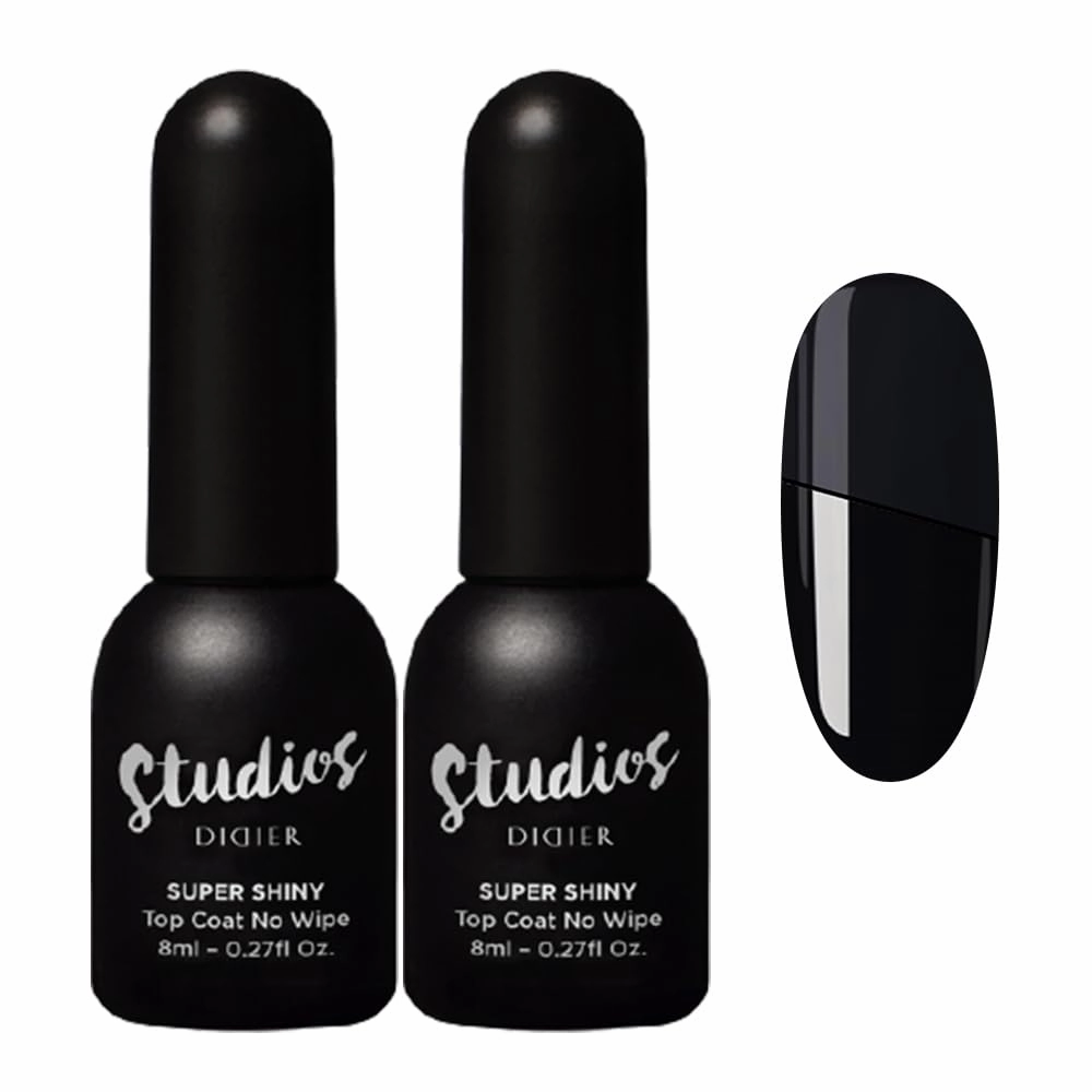 DIDIER LAB - Premium Top Coat Gel Polish Set - Super Shiny - No Wipe - Extra Shine - Smooths Nail Irregularities - Long Lasting