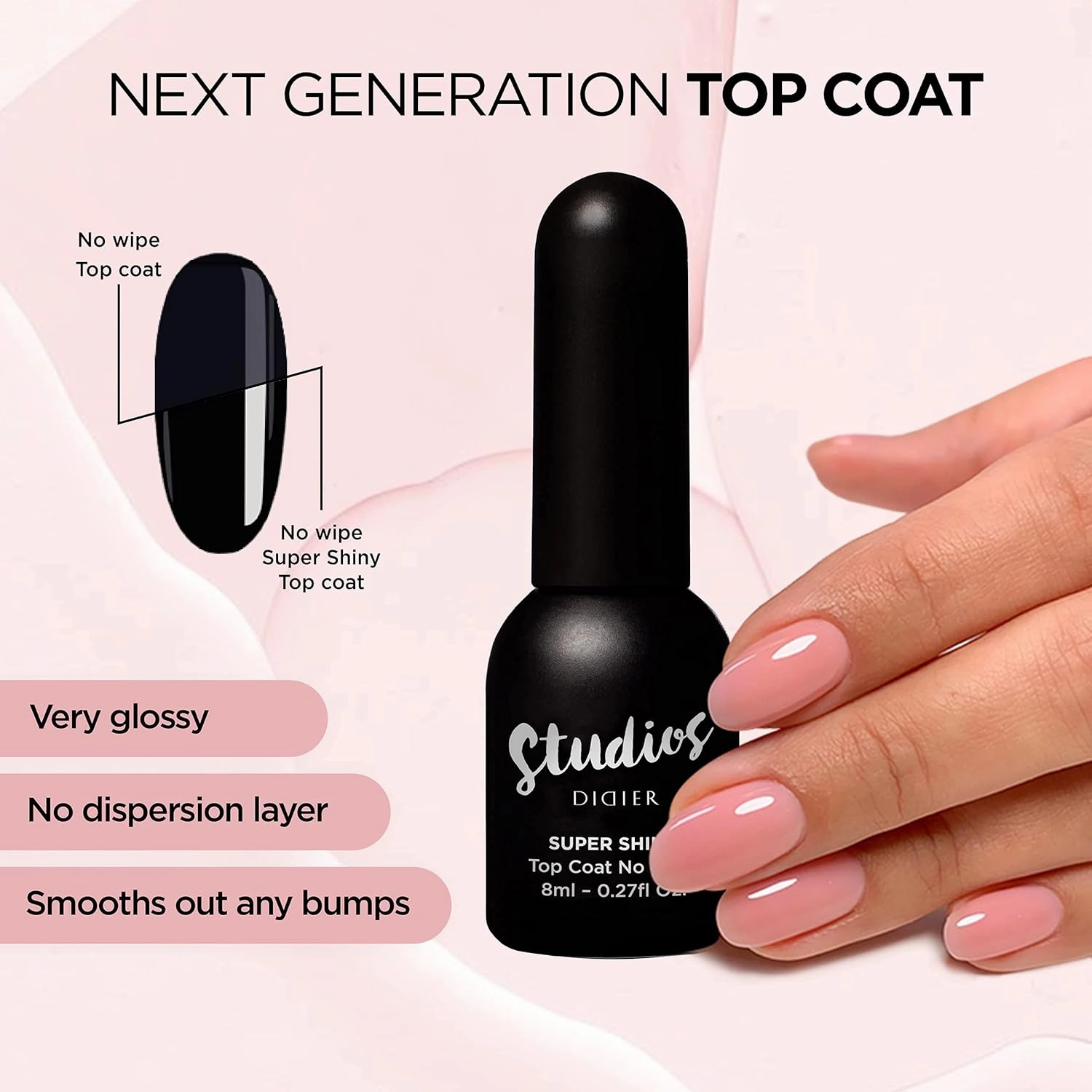 DIDIER LAB - Premium Top Coat Gel Polish Set - Super Shiny - No Wipe - Extra Shine - Smooths Nail Irregularities - Long Lasting