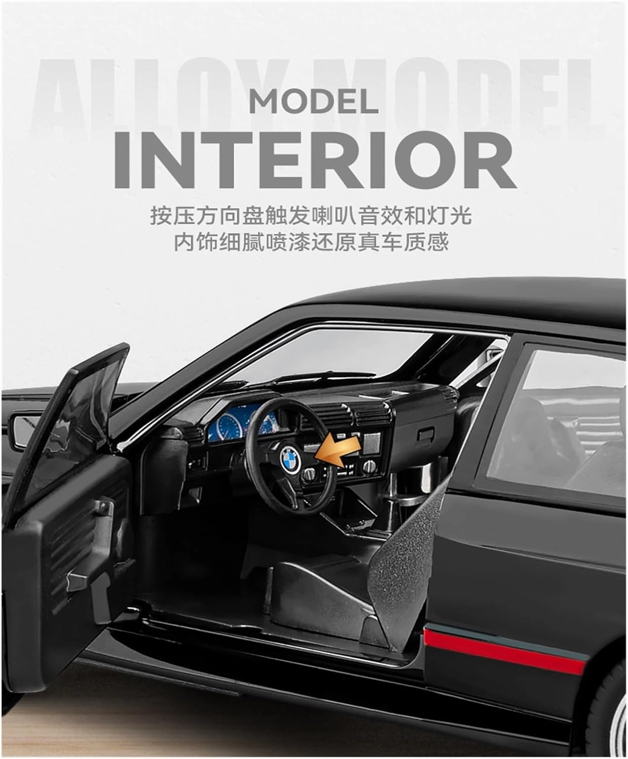 Die Casting 1:24 for BMW Retro M3 E30 M4 Series Alloy Simulation Car Model Sound and Light Pull-Back Miniature Model Collection Presents(E30 red)