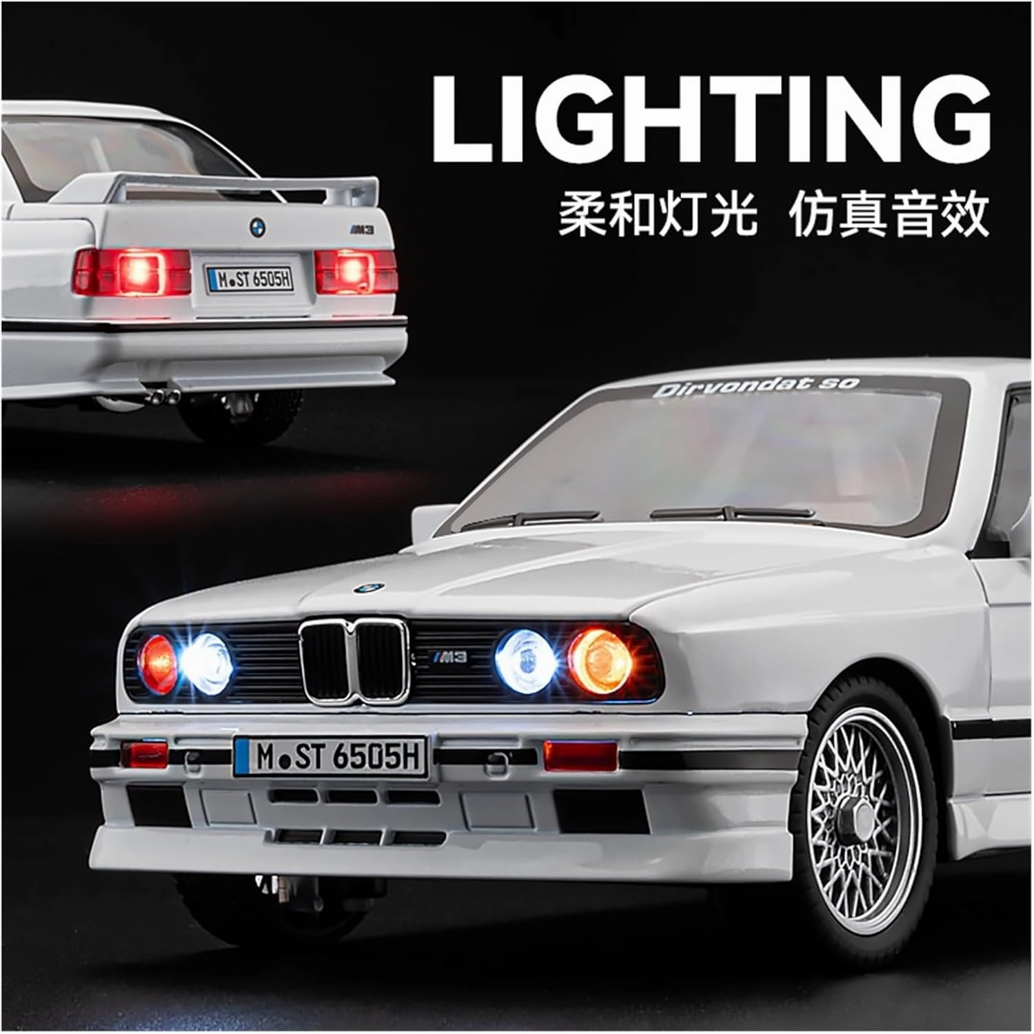 Die Casting 1:24 for BMW Retro M3 E30 M4 Series Alloy Simulation Car Model Sound and Light Pull-Back Miniature Model Collection Presents(E30 red)