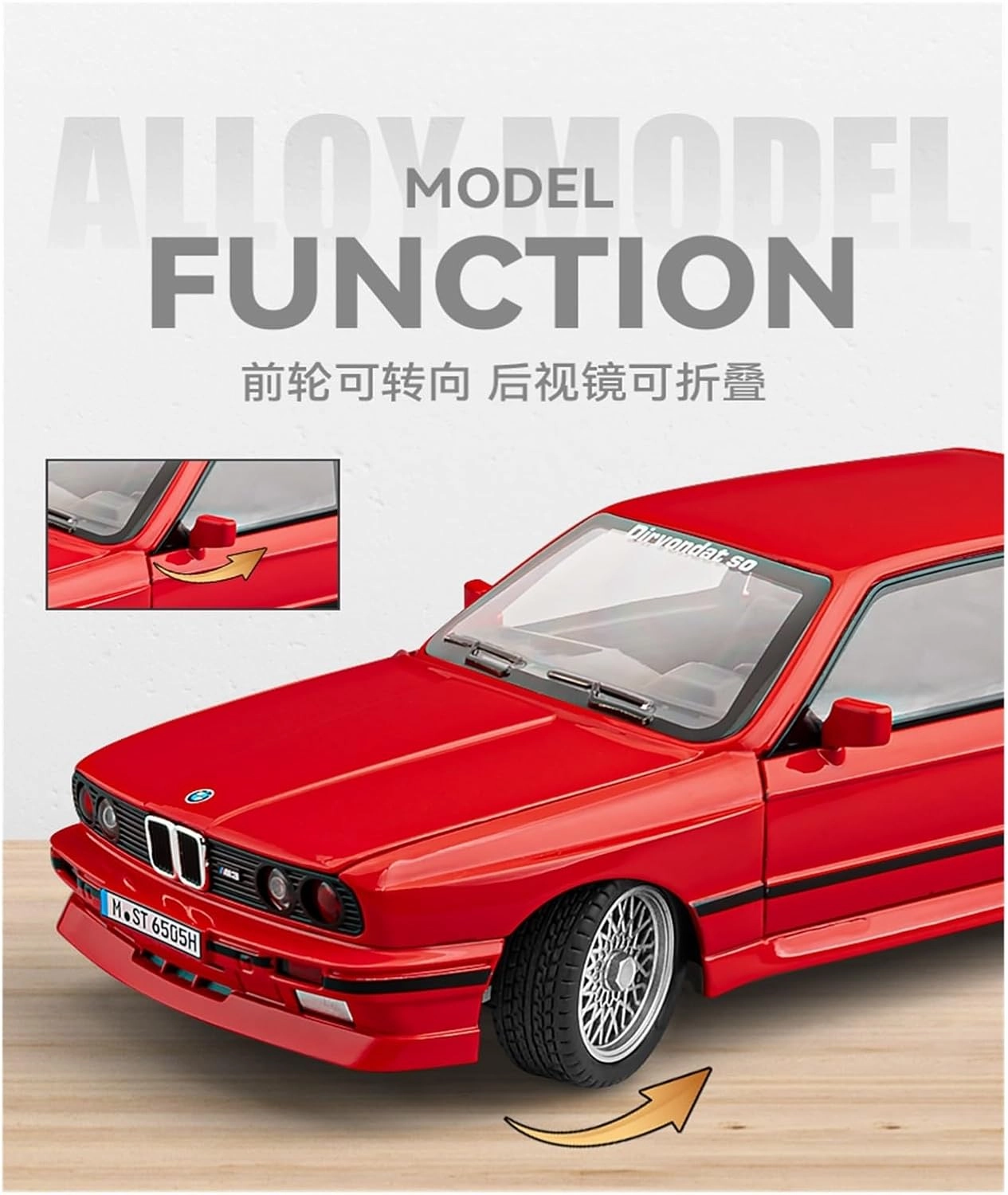 Die Casting 1:24 for BMW Retro M3 E30 M4 Series Alloy Simulation Car Model Sound and Light Pull-Back Miniature Model Collection Presents(E30 red)