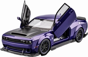 Die Casting 1:24 for Dodge Hellcat Challenger Series Alloy Simulation Car Model Sound and Light Pull-Back Miniature Model Collection Presents(1:32 Purple)