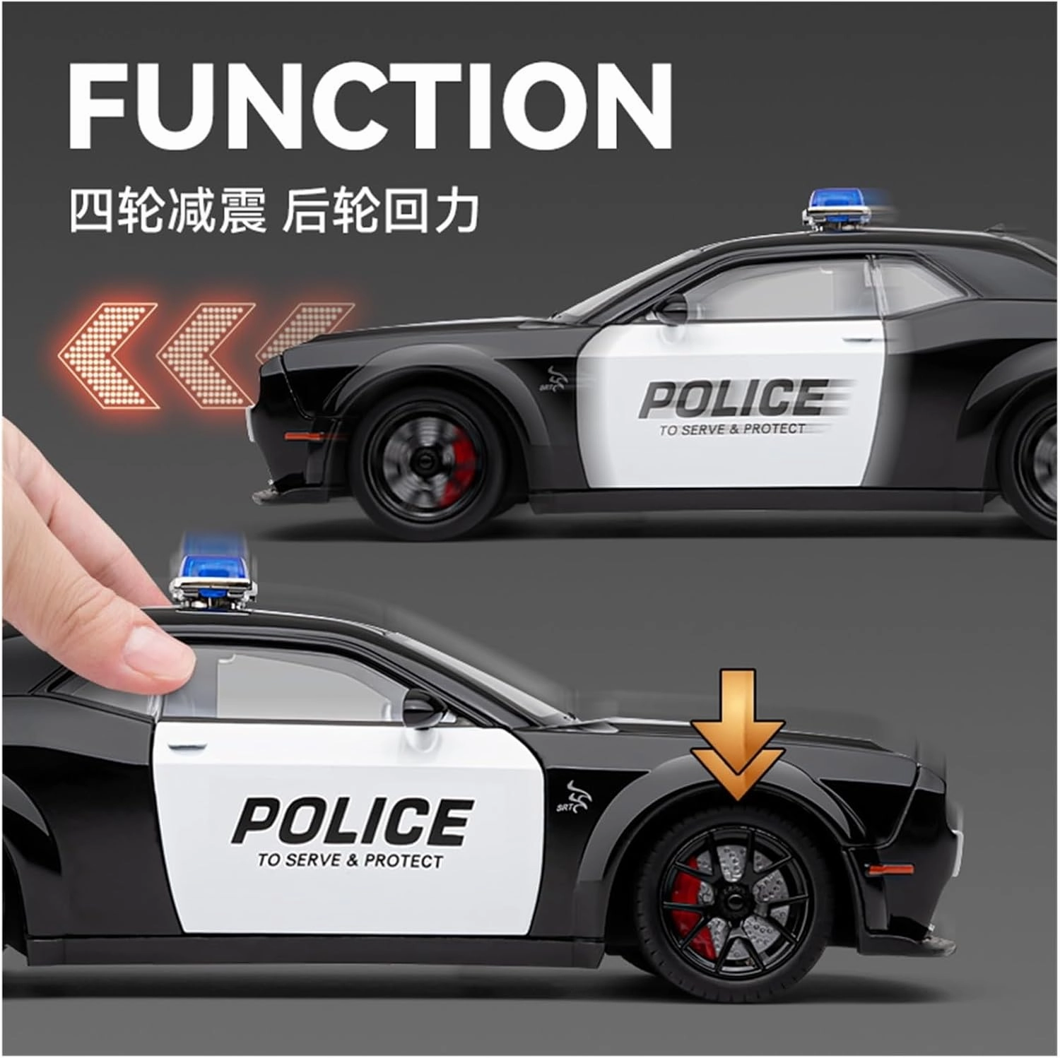Die Casting 1:24 for Dodge Hellcat Challenger Series Alloy Simulation Car Model Sound and Light Pull-Back Miniature Model Collection Presents(1:32 Purple)
