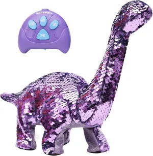 Dinosaur Toys for Girls - Sequin Walking Dinosaur Toy with Remote, Roar, Sing, Walk, and Repeat Features, Dinosaur Toy Gift for Kids, Toddlers, Birthday, Christmas, Easter