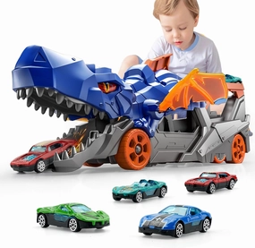 Dinosaur Truck Car Toys for Kids Toddlers, Toy Trucks for Toddler 1-3 3-5, Dinosaur Truck with 6 Car, Dinosaur Toys for 2 3 4 5 6 Year Old Boy Birthday Gift