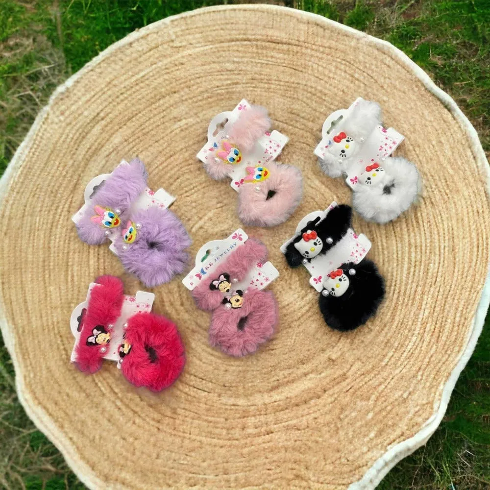 Disney Fluffy Hair Tie-Pin set S-0