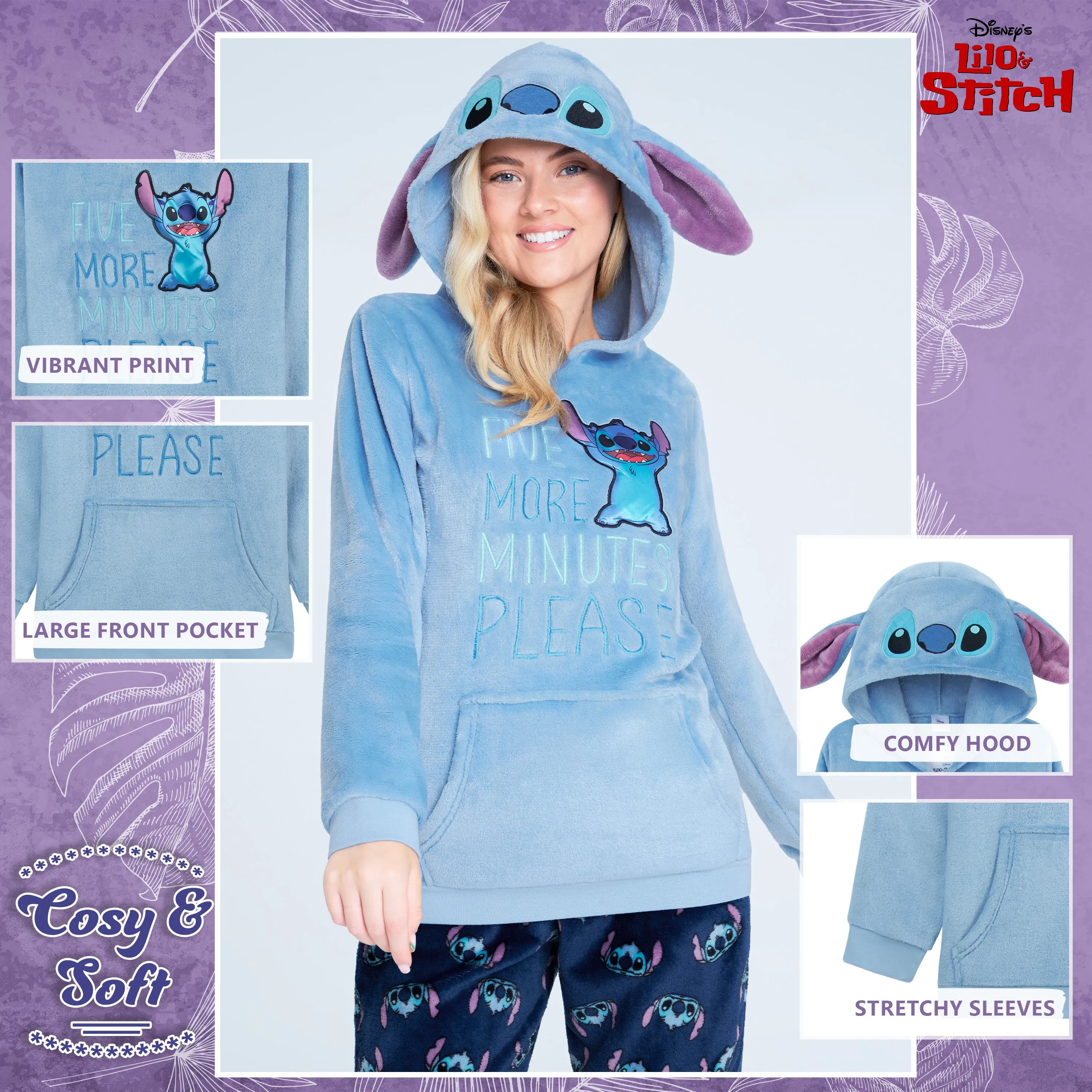 Disney Pyjamas for Women, Fluffy Ladies Fleece Eeyore  Pyjamas