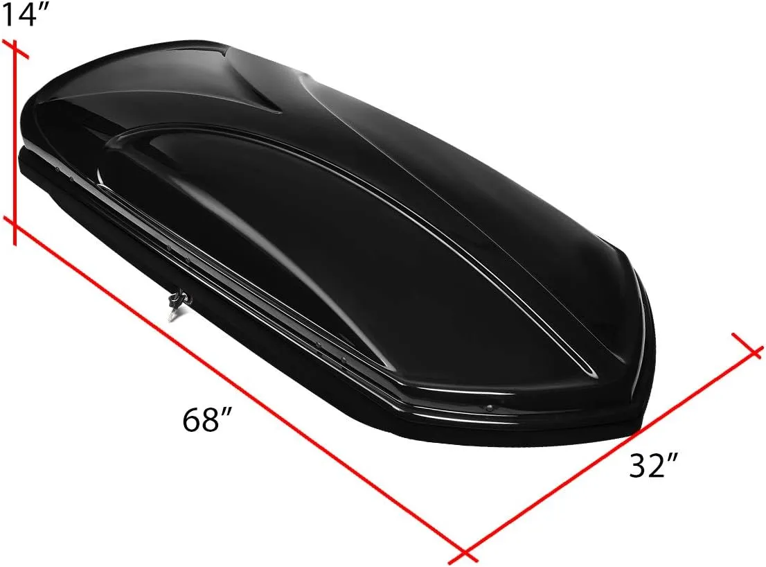 DNA MOTORING Rooftop Cargo Box Carrier Compatible with 09-16 Audi Q5, Lockable Waterproof Hard Shell Top Mount Carrier w/Lock Keys   Pair Aluminum Roof Rail Cross Bars, Black, PT-ZTL-8135-BK