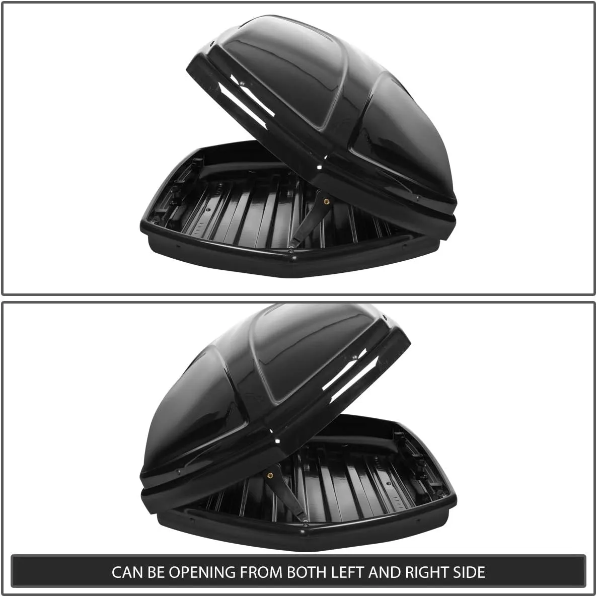 DNA MOTORING Rooftop Cargo Box Carrier Compatible with 09-16 Audi Q5, Lockable Waterproof Hard Shell Top Mount Carrier w/Lock Keys   Pair Aluminum Roof Rail Cross Bars, Black, PT-ZTL-8135-BK