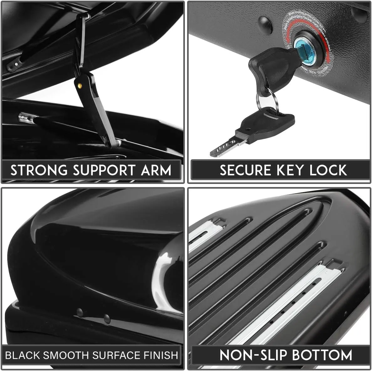 DNA MOTORING Rooftop Cargo Box Carrier Compatible with 09-16 Audi Q5, Lockable Waterproof Hard Shell Top Mount Carrier w/Lock Keys   Pair Aluminum Roof Rail Cross Bars, Black, PT-ZTL-8135-BK