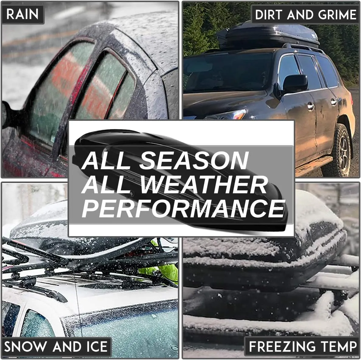 DNA MOTORING Rooftop Cargo Box Carrier Compatible with 16-19 Buick Envision, Lockable Waterproof Hard Shell Top Mount Carrier w/Lock Keys   Pair Aluminum Roof Rail Cross Bars, Black, PT-ZTL-8131-BK