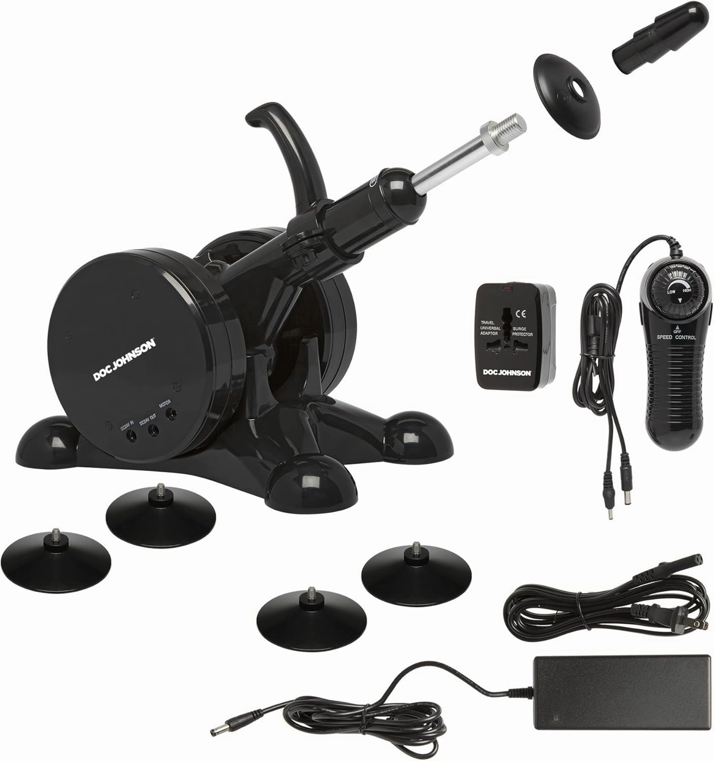 Doc Johnson Vac-U-Lock - The F-Machine - Compatible with All Vac-U-Lock Dildos - Powerful Multi-Speed Thrusts - Suction Cup Feet - for Adults Only, Black
