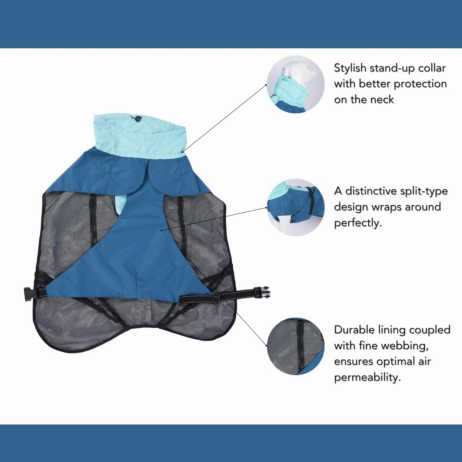 Dog Raincoat, Waterproof Jacket, Windproof & Lightweight Outdoor Rain Coat, Body Coverage Poncho,with Storage Bag, Blue, for Medium Breed (Large)