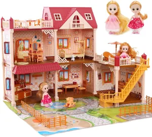 Doll House Dollhouse with Light, Dream Gift for Girls