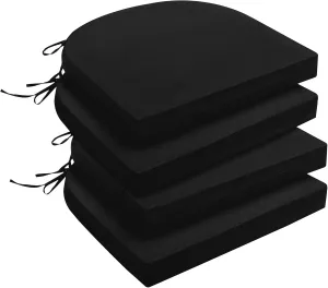 downluxe Outdoor Chair Cushions Set of 4 for Patio Furniture, Water-Resistant Patio Chair Cushions with Ties, High Density Foam Outdoor Seat Cushion, 17" X 16" X 2", Black