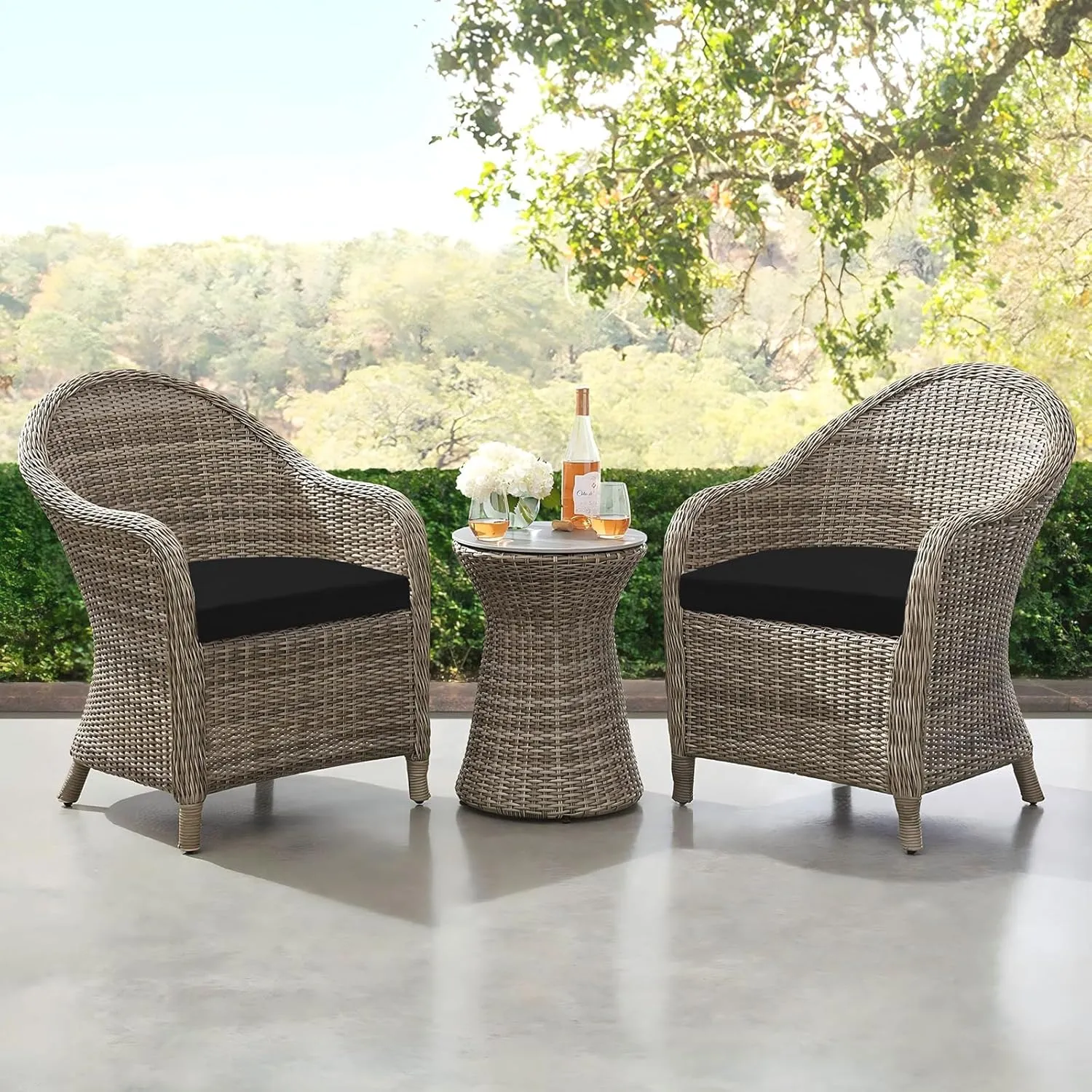 downluxe Outdoor Chair Cushions Set of 4 for Patio Furniture, Water-Resistant Patio Chair Cushions with Ties, High Density Foam Outdoor Seat Cushion, 17" X 16" X 2", Black
