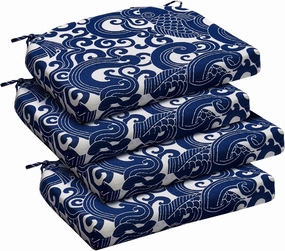 downluxe Outdoor Chair Cushions Set of 4 for Patio Furniture, Water-Resistant Patio Chair Cushions with Ties, High Density Foam Outdoor Seat Cushion, 17" X 16" X 2", Blue Carp