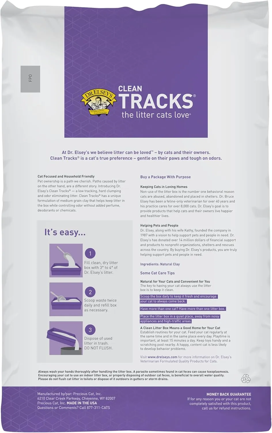 Dr. Elsey's® Clean Tracks® Clumping Clay Cat Litter 18lb. Bag