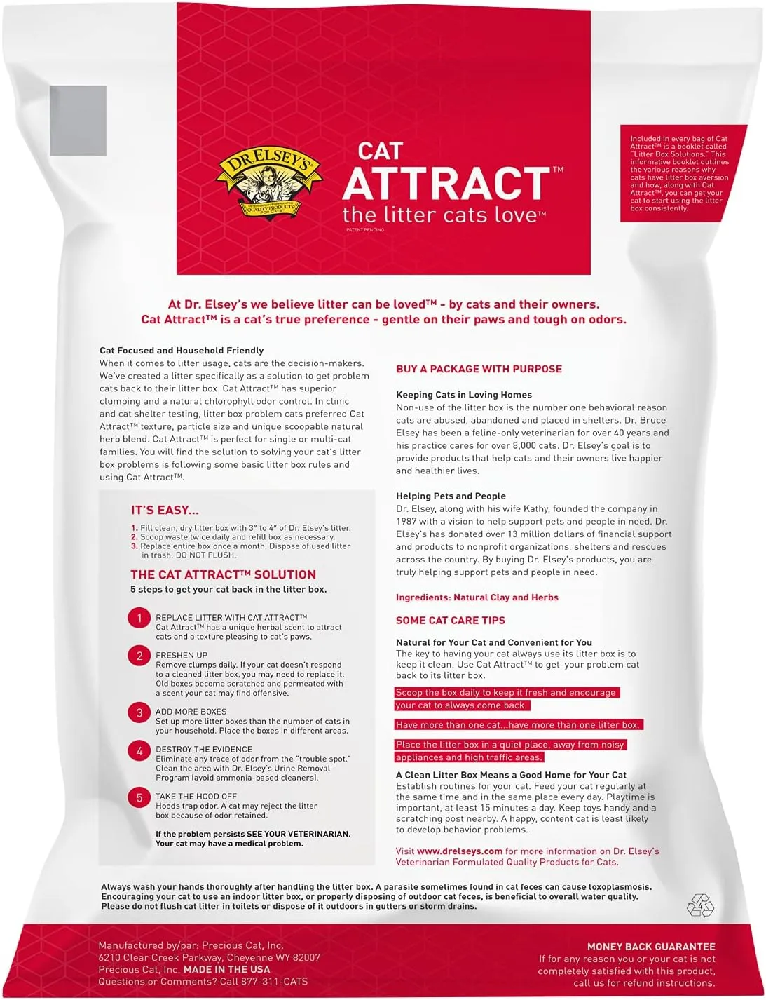 Dr. Elsey's Premium Clumping Cat Litter - Cat Attract - 99% Dust-Free, Low Tracking, Hard Clumping, Superior Odor Control, Natural Herbal Attractant, Unscented & Natural Ingredients, 40 lb