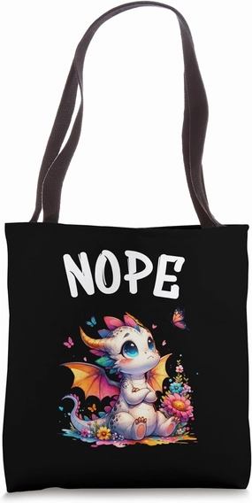 Dragon Funny Saying Nope For Pet and Animal Lovers Tote Bag