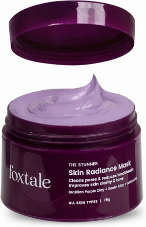 DS Fox-Tail Purple Clay Face Mask with Lactic Acid, Tan Removal, Blackhead Reduction, Brightening
