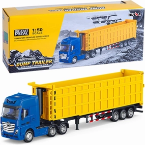 Dump Trailer Truck Vehicles Toys,1:50 Scale Dump Truck with Trailer, Toy Trucks for Kids