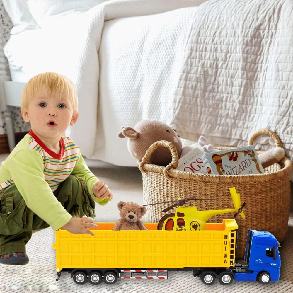 Dump Trailer Truck Vehicles Toys,1:50 Scale Dump Truck with Trailer, Toy Trucks for Kids