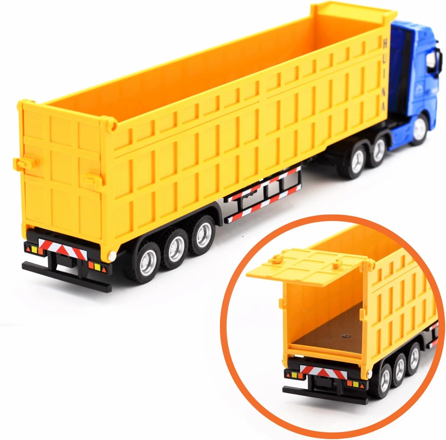 Dump Trailer Truck Vehicles Toys,1:50 Scale Dump Truck with Trailer, Toy Trucks for Kids
