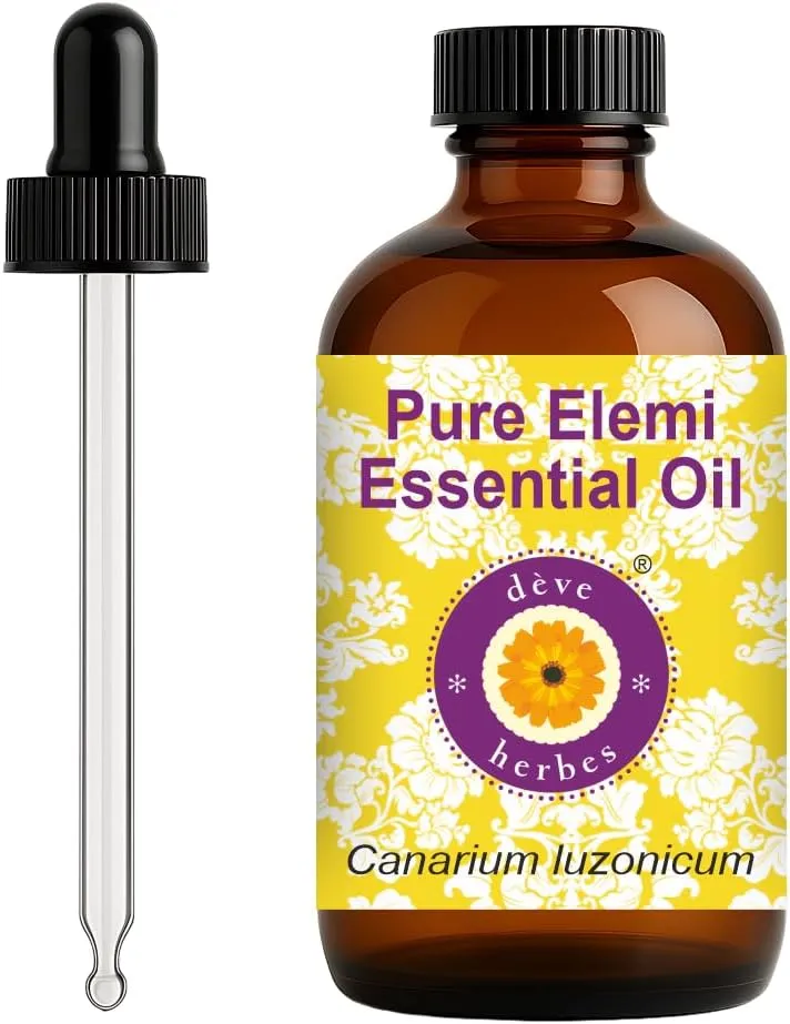dève herbes Elemi Essential Oil (Canarium luzonicum) with Glass Dropper | Pure | Non-Sticky | Non-Greasy | Lightweight | Men & Women | All Skin Types | Steam Distilled 120ml (4 oz)