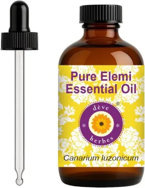 dève herbes Elemi Essential Oil (Canarium luzonicum) with Glass Dropper | Pure | Non-Sticky | Non-Greasy | Lightweight | Men & Women | All Skin Types | Steam Distilled 120ml (4 oz)
