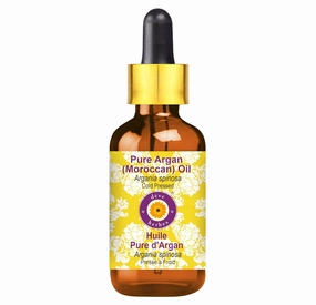dève herbes Argan (Moroccan) Oil (Argania spinosa) with Glass Dropper | Cold Pressed | Pure | For Diluting Essential oils | Hair, Skin & Massage | Non-Sticky | Lightweight | Unisex | 120ml (4 oz)