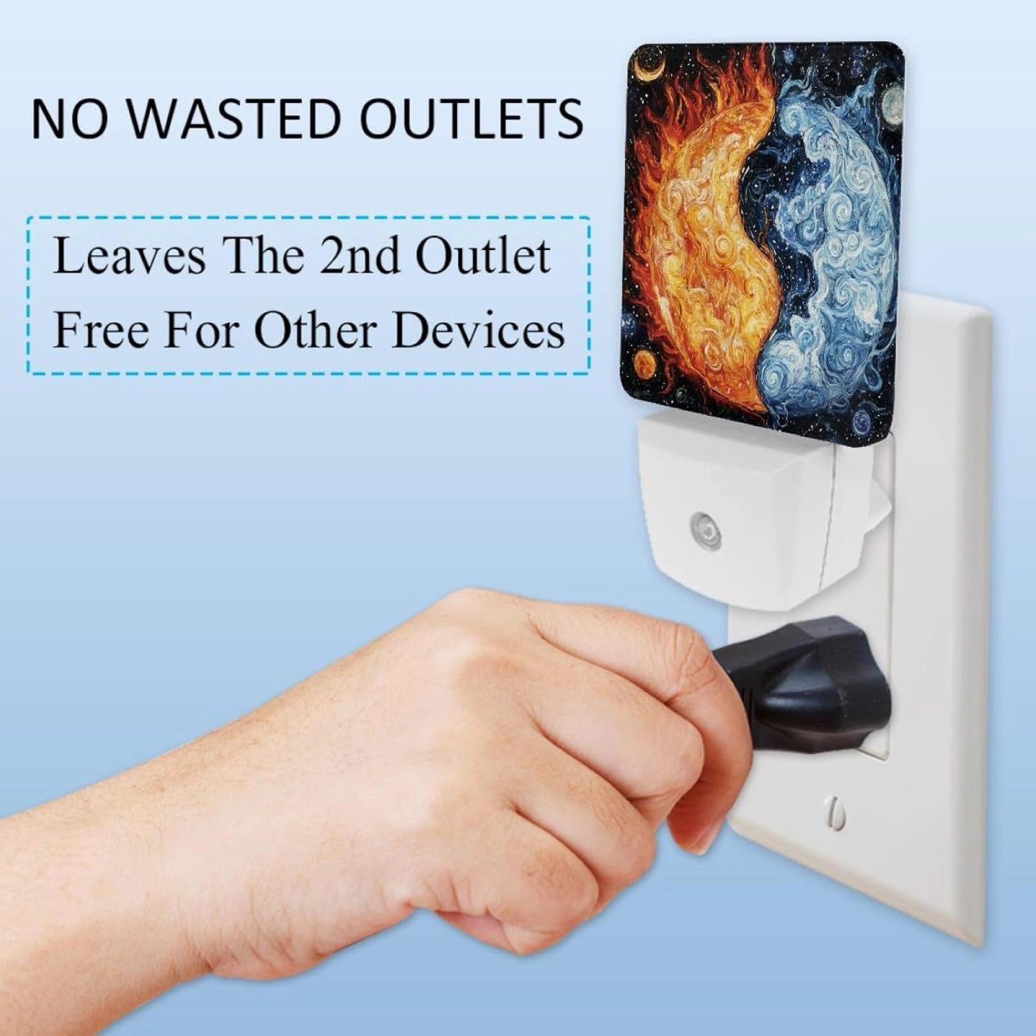 Earth Ice and Fire Plug in LED Night Light Auto Sensor Dusk to Dawn Decorative Night for Bedroom, Bathroom, Kitchen, Hallway, Stairs, Hallway, Baby's Room, Energy Saving
