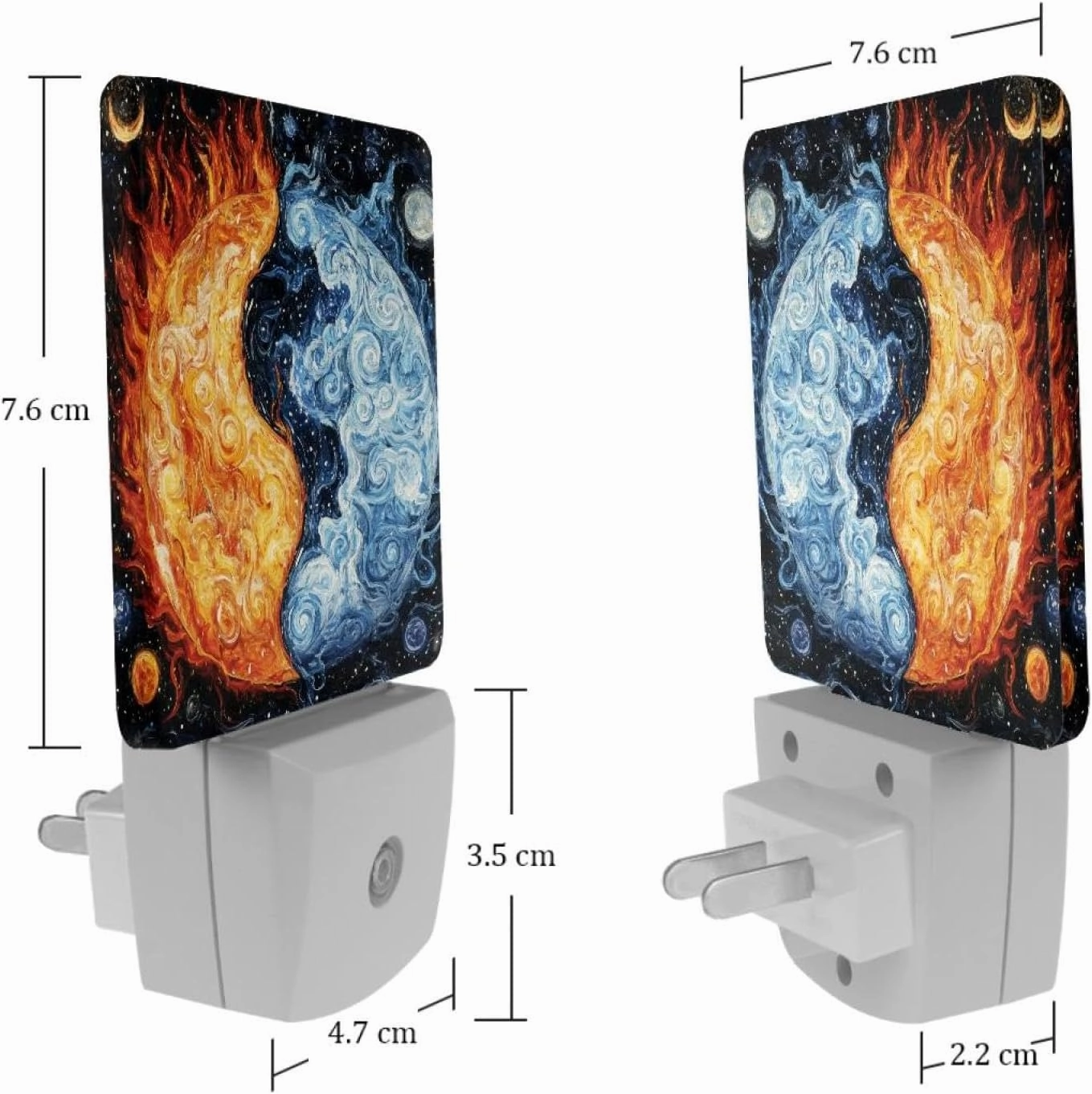 Earth Ice and Fire Plug in LED Night Light Auto Sensor Dusk to Dawn Decorative Night for Bedroom, Bathroom, Kitchen, Hallway, Stairs, Hallway, Baby's Room, Energy Saving