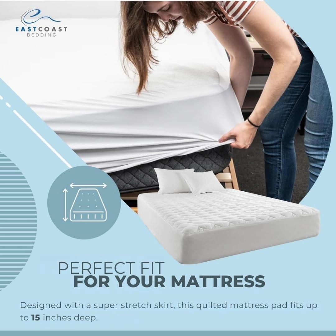 East Coast Bedding Twin Size Waterproof Mattress Pad Protector - Breathable Quilted 100% Cotton Mattress Protection
