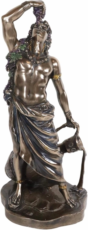 Ebros Roman Greek Olympian God Bacchus Dionysus Holding Wine Vase Decorative Figurine 11" Tall Deity Ancient Deity Patron of Wine Ecstasy Fertility Decor Sculpture