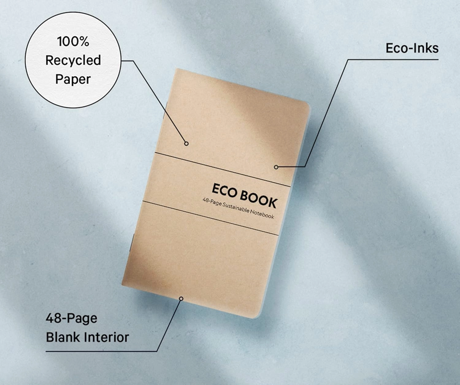 Eco Books Small Pocket Notebook Pack – 3.5 x 5.5 In., 48Page Lined Paper Mini Notebooks Made with FSCCertified Recycled Paper – 80# Kraft Paper Cover, 60# Interior Pages – Kraft Paper Notebooks by