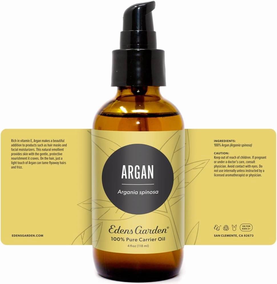 Edens Garden Argan Carrier Oil- 100% Pure Premium Cold Pressed & Hexane Free, Natural Moisturizer for Body, Face, Skin, Scalpt, Hair & Nail Care, Diluting Essential Oils & Massage 118 ml (4 fl oz)