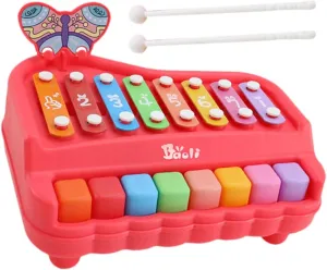 Educational Hand Knock Piano for Note Musical Instrument Compact Design Promotes Parent Interaction Present for Red