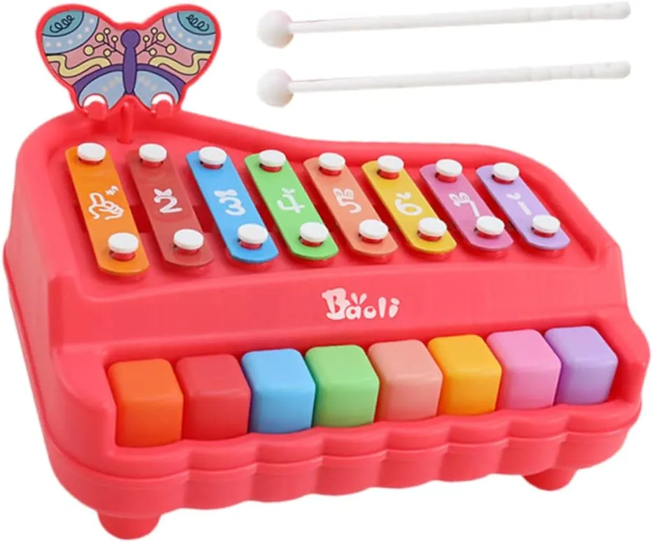 Educational Hand Knock Piano for Note Musical Instrument Compact Design Promotes Parent Interaction Present for Red