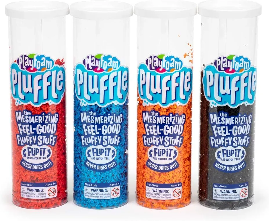 Educational Insights Pluffle® 4-Pack - Sensory Bin Foam Set, No Mess Alternative to Sand Toys & Slime for Toddlers, Fun Sensory Table Filler for Home or Classroom, Gift for Kids Ages 3 