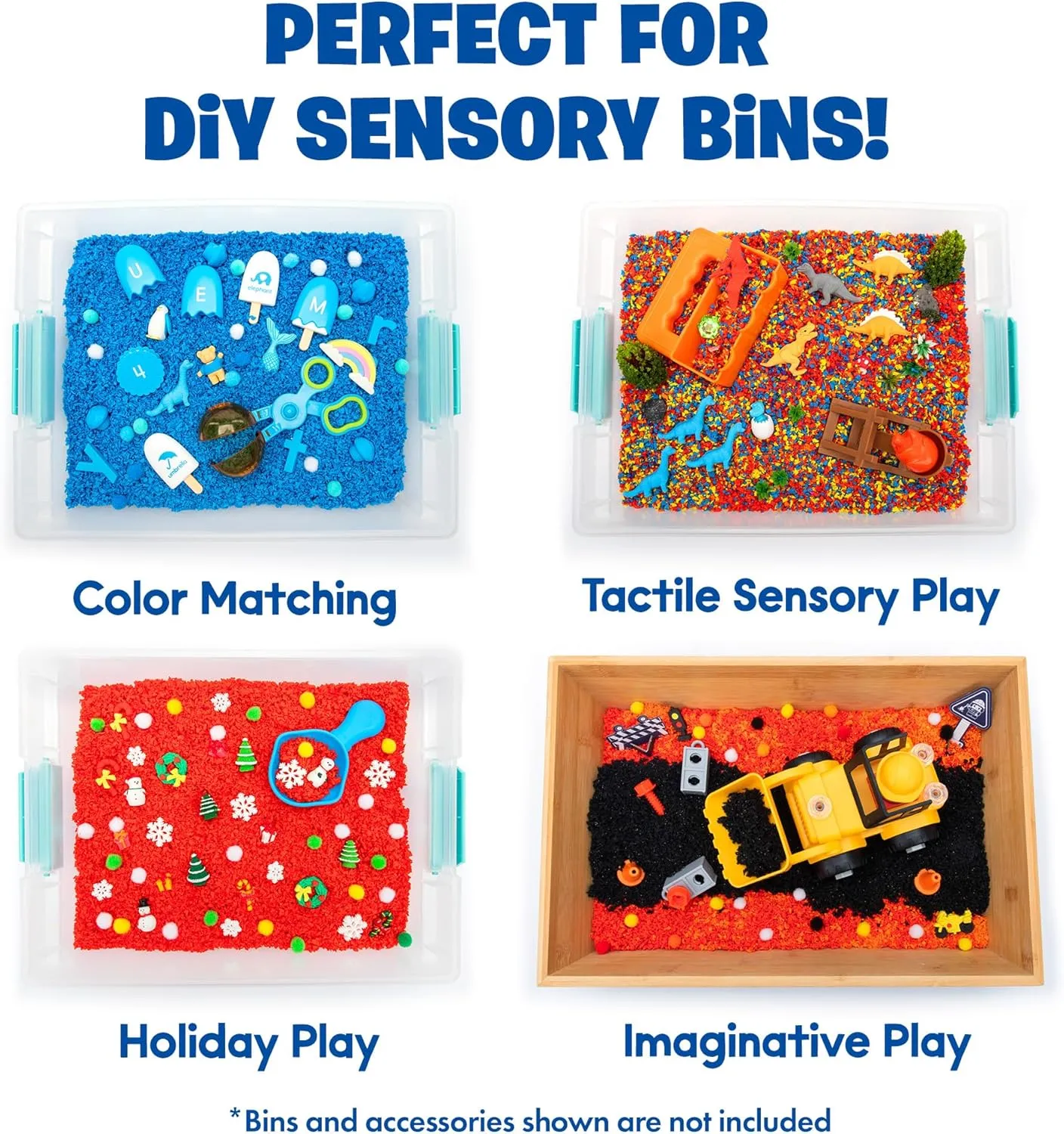 Educational Insights Pluffle® 4-Pack - Sensory Bin Foam Set, No Mess Alternative to Sand Toys & Slime for Toddlers, Fun Sensory Table Filler for Home or Classroom, Gift for Kids Ages 3 