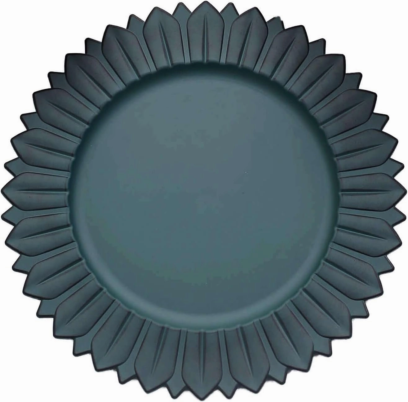 Efavormart 12-Pack Plastic Charger Plates 13" Round Teal with Sunflower Rim - Matte Finish Disposable Dinner Charger Tableware