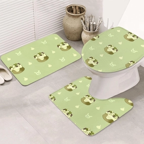 ekcos Soft and Comfortable Flannel Bathroom Non Slip Rugs,Super Absorbent Anti-Skid Carpet 3 Pieces/Set Butterscotch Cupcake