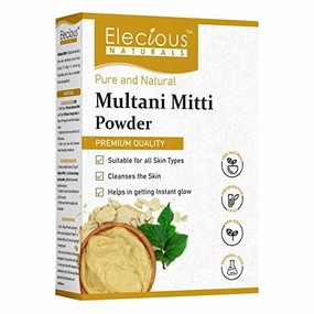 Elecious 100% Natural Multani Mitti powder for Face Pack | Fuller's Earth, Bentonite Clay (200 Grams)