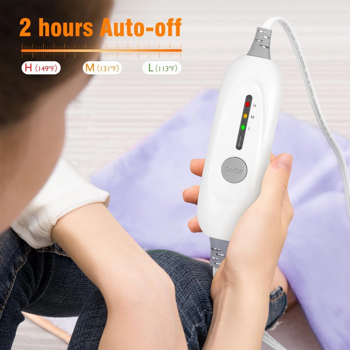 Electric Heated Foot Warmer - Auto Shut Off, Ultra Soft Flannel Heating Pad for Foot, Extra Large Heat Therapy Wrap for Feet, Back, Waist, Abdomen with Long Cord, 22" x 20"