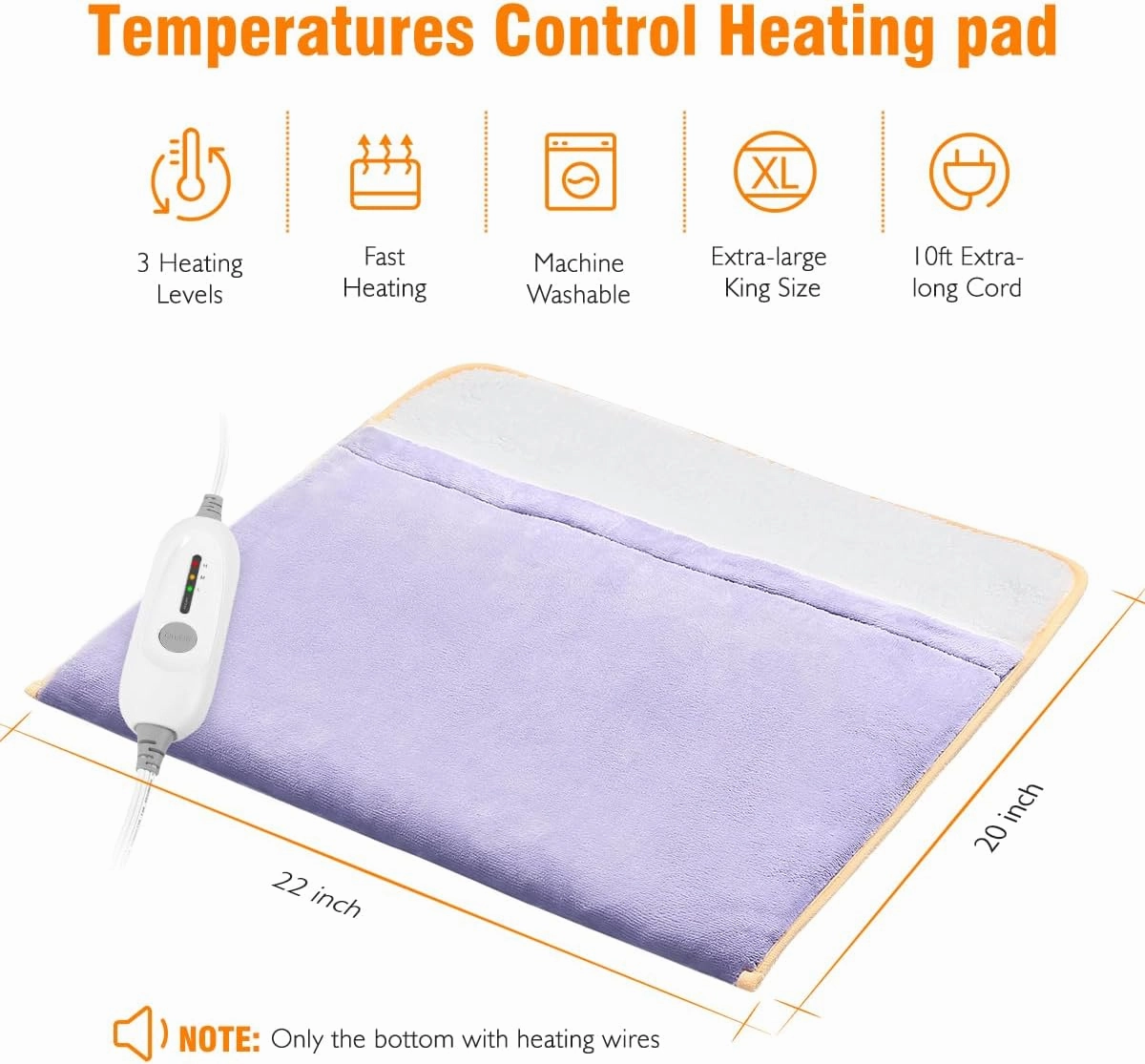 Electric Heated Foot Warmer - Auto Shut Off, Ultra Soft Flannel Heating Pad for Foot, Extra Large Heat Therapy Wrap for Feet, Back, Waist, Abdomen with Long Cord, 22" x 20"