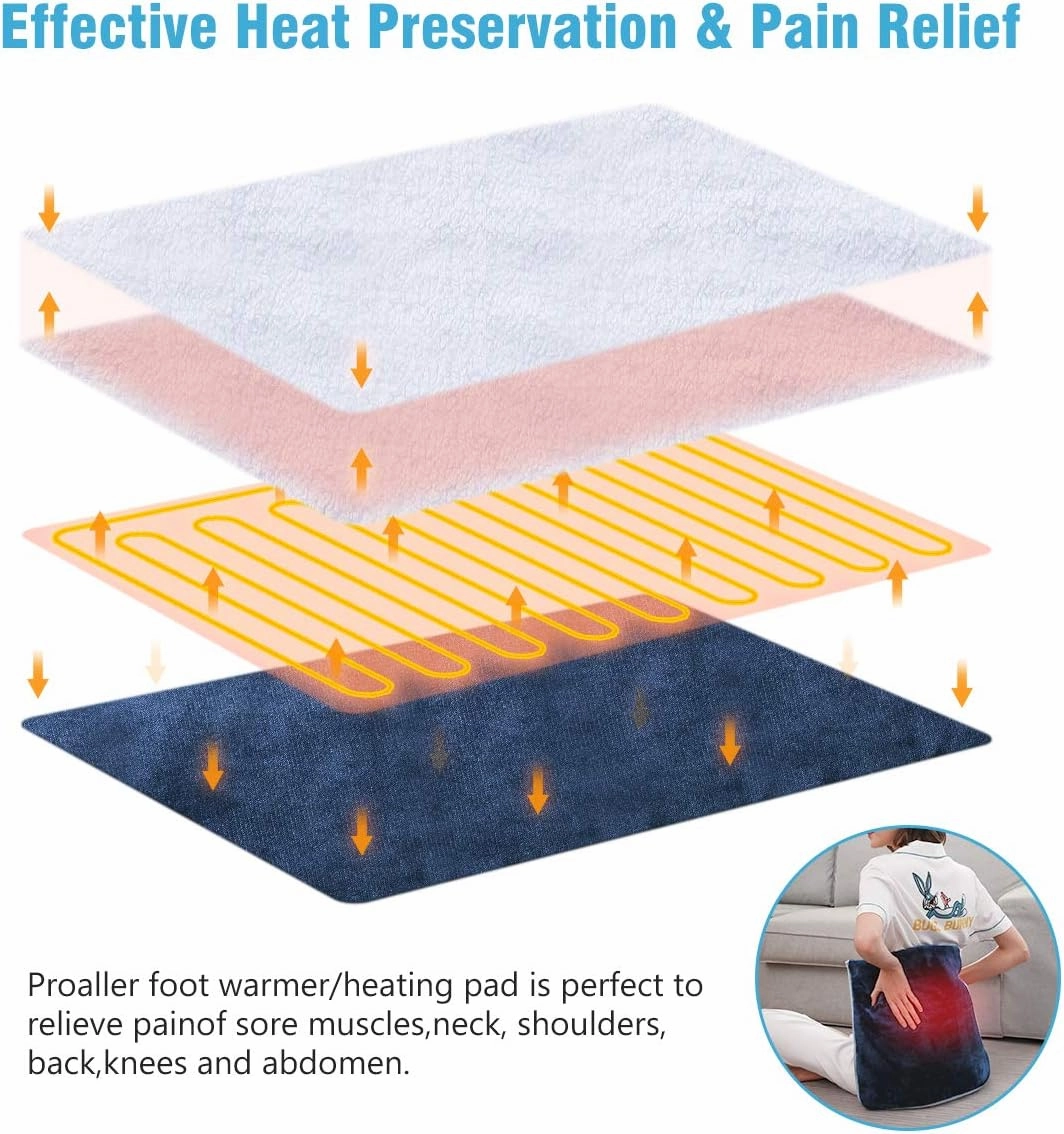 Electric Heated Foot Warmer Soft Flannel Foot Heater with 2h Auto Off & 3 Heat Levels Full Body Use Heating Pad for Feet, Abdomen, Cramps, Pain Relief Pocket Design 16" x 22"